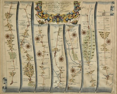 Lot 127 - Ogilby (John). Three engraved strip road maps, circa 1676