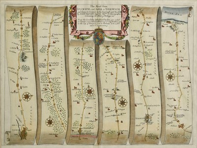 Lot 120 - Ogilby (John). The Road from Ipswich com. Suffolk to Norwich..., circa 1676