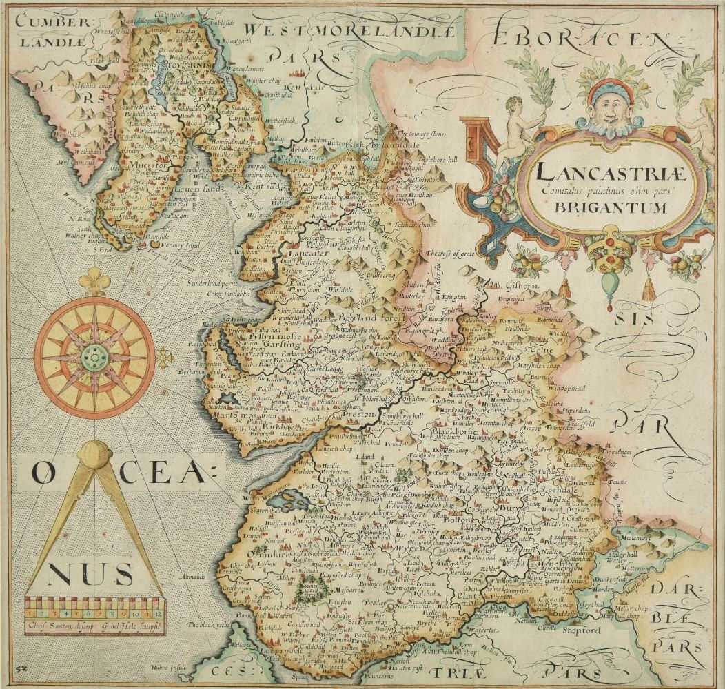 Lot 106 - Lancashire. Saxton (Christopher & Hole G.), Lancastriae comitatus Palatinus...., 1637