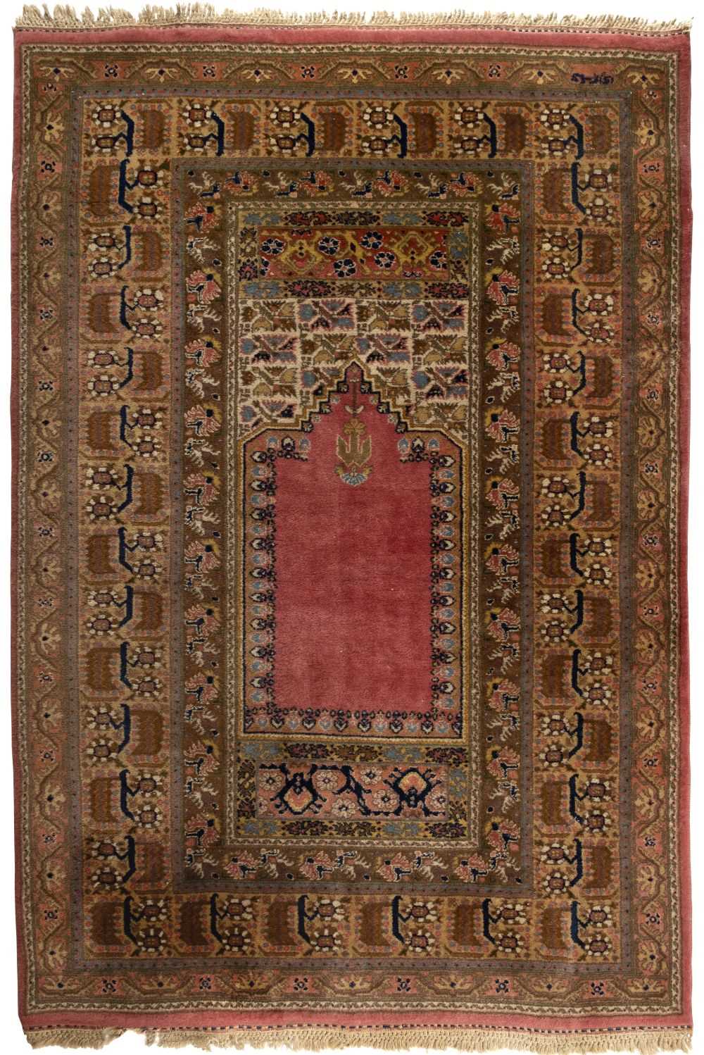 Lot 179 - Carpet. A Turkish prayer rug, Hereke, circa 1930s