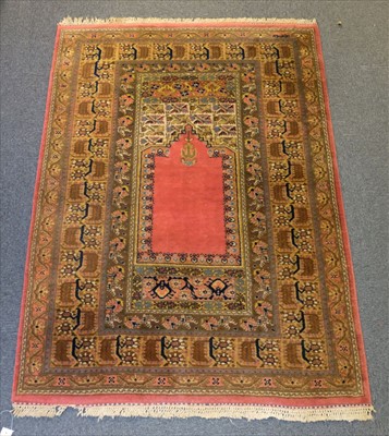 Lot 179 - Carpet. A Turkish prayer rug, Hereke, circa 1930s