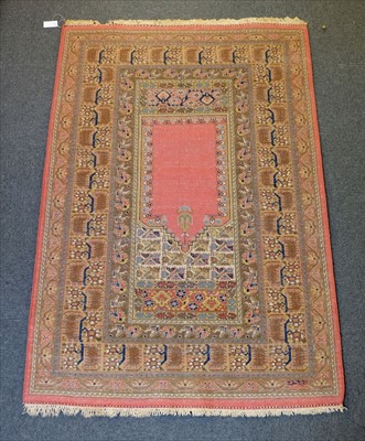 Lot 179 - Carpet. A Turkish prayer rug, Hereke, circa 1930s