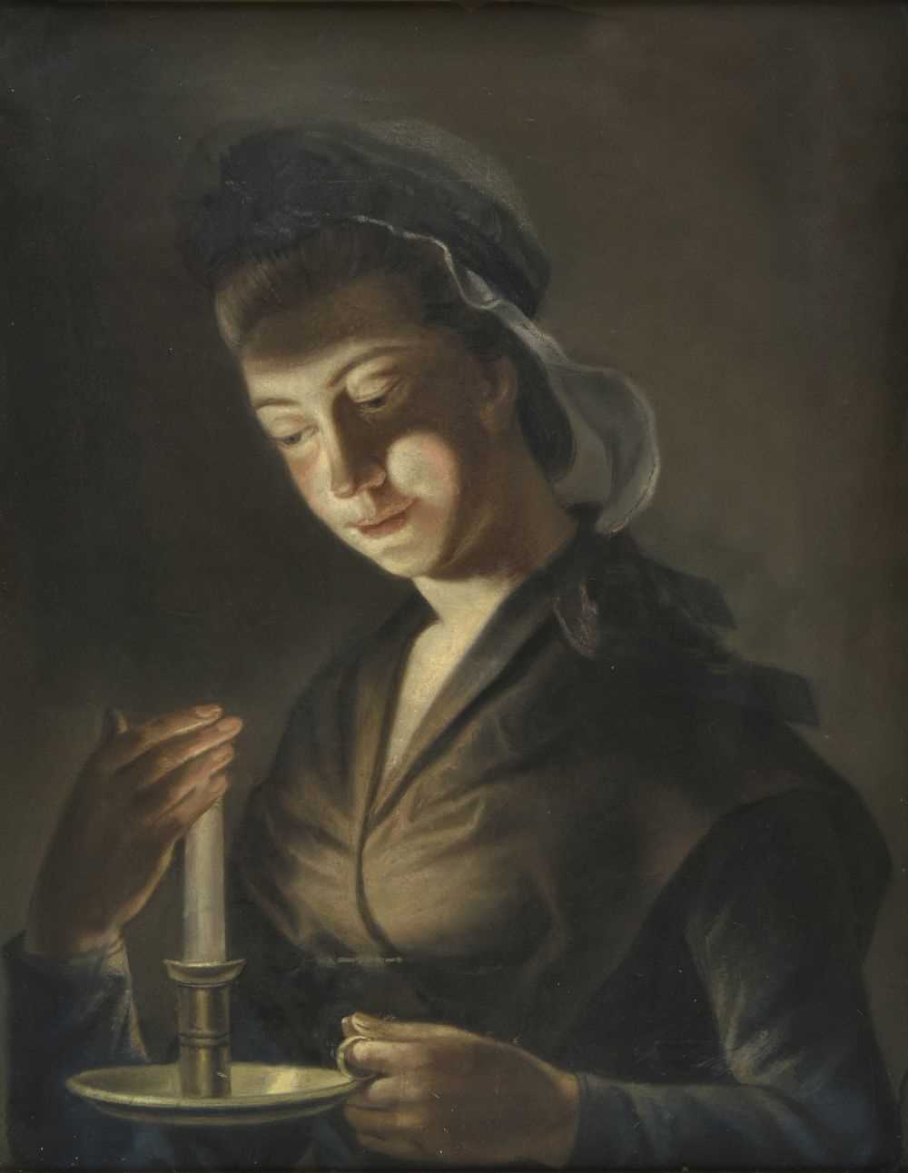 Lot 347 - Morland (Henry Robert, 1716-1797). Girl with a Candle, pastel