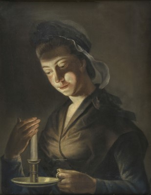 Lot 230 - Morland (Henry Robert, 1716-1797). Girl with a Candle, pastel