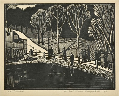 Lot 436 - White (Ethelbert, 1891-1972). The Vale Pond, Hampstead, 1923