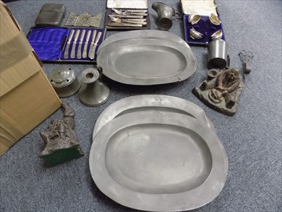 Lot 56 - Metal wares. A mixed collection including 18th century pewter plates