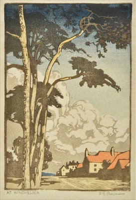 Lot 407 - Boxsius (Sylvan G., 1878-1941). At Winchelsea, coloured woodcut