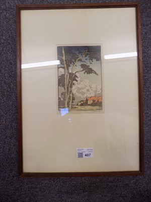 Lot 407 - Boxsius (Sylvan G., 1878-1941). At Winchelsea, coloured woodcut