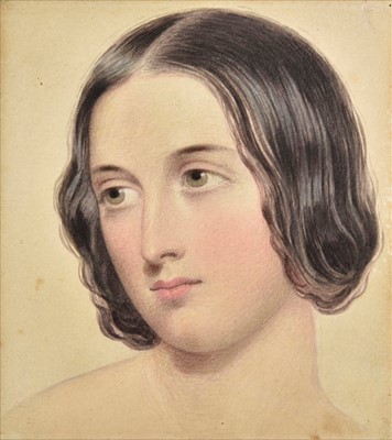 Lot 369 - English School. Head portrait of a girl, circa 1850s