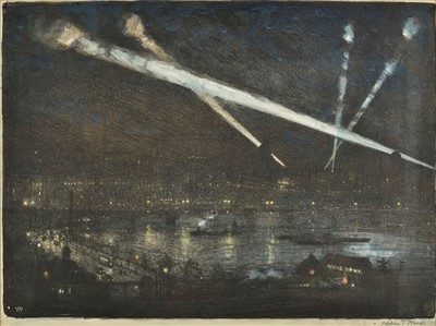 Lot 401 - Wood (William Thomas, 1877-1958).  Searchlights over London, 1915, colour lithograph