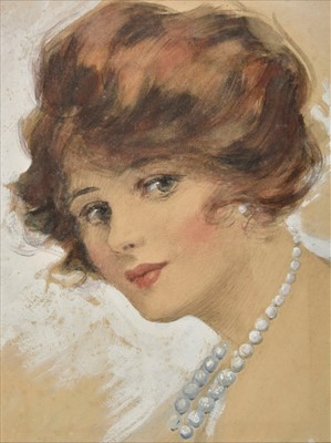 Lot 471 - Barribal (William Henry, 1874-1952). Head of a young woman, watercolour