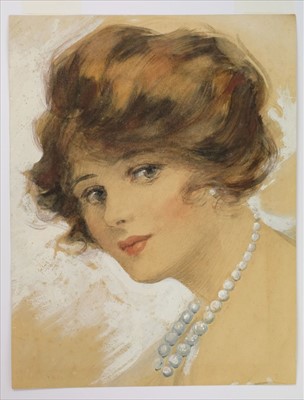 Lot 471 - Barribal (William Henry, 1874-1952). Head of a young woman, watercolour