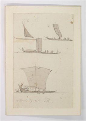 Lot 356 - Daniell (Thomas, 1749-1840, circle of). Five drawings of Indian River Craft