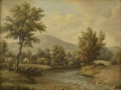 Lot 447 - Frankland-Russell (Sir Robert, 1784-1849). Landscape with bridge over river