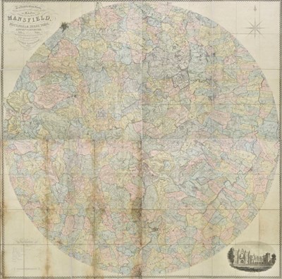 Lot 146 - Sanderson (George). Large scale map of twenty miles round Mansfield, 1835