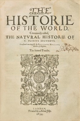 Lot 276 - Pliny. The Historie of the World, 2nd edition in English, 1634, & 1 other