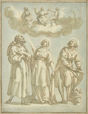 Lot 313 - Prestel (Johann Gottlieb, 1739-1808). Saint Francis, Catherine and Jerome, 1786