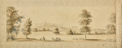 Lot 428 - English School. Landscape with view of Windsor Castle, 19th century