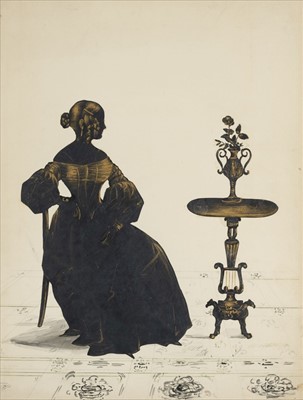 Lot 338 - Silhouette. Portrait of a young lady in an interior, circa 1830s