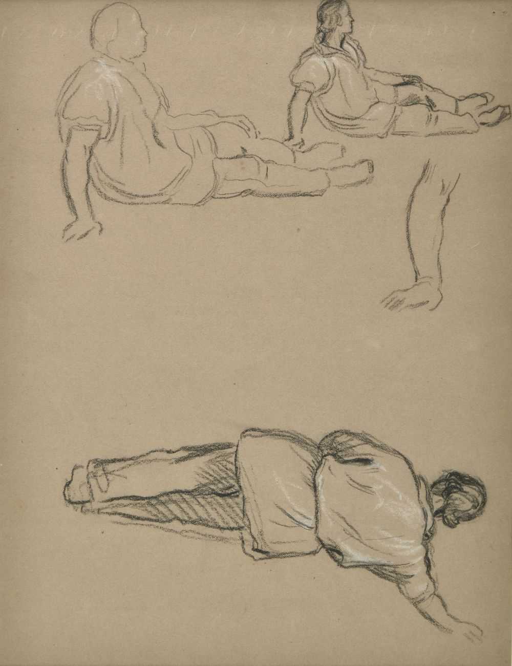 Lot 383 - Linnell (James Thomas, 1826-1905). Three studies of a man in a farmer's smock, plus others