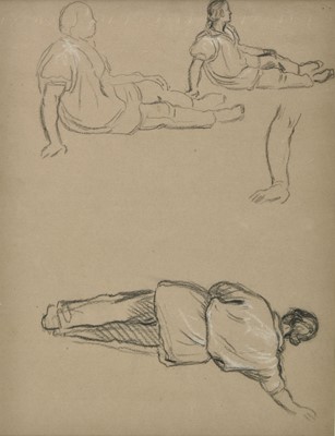 Lot 488 - Linnell (James Thomas, 1826-1905). Three studies of a man in a farmer's smock, plus others