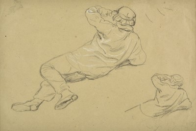 Lot 383 - Linnell (James Thomas, 1826-1905). Three studies of a man in a farmer's smock, plus others