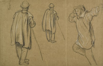 Lot 383 - Linnell (James Thomas, 1826-1905). Three studies of a man in a farmer's smock, plus others