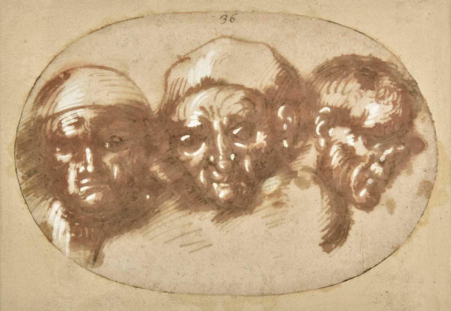 Lot 280 - Italian School. Three Male Heads, 17th century