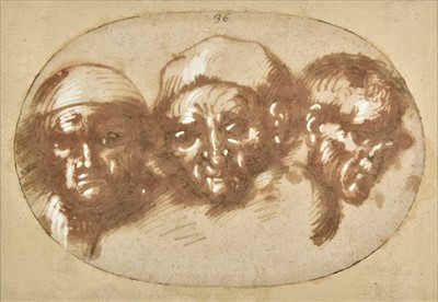 Lot 280 - Italian School. Three Male Heads, 17th century