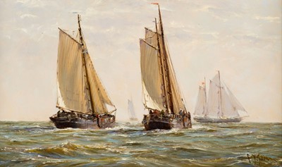 Lot 654 - Goosen (Frits Johan, 1943- ). Seascape with sailing ships