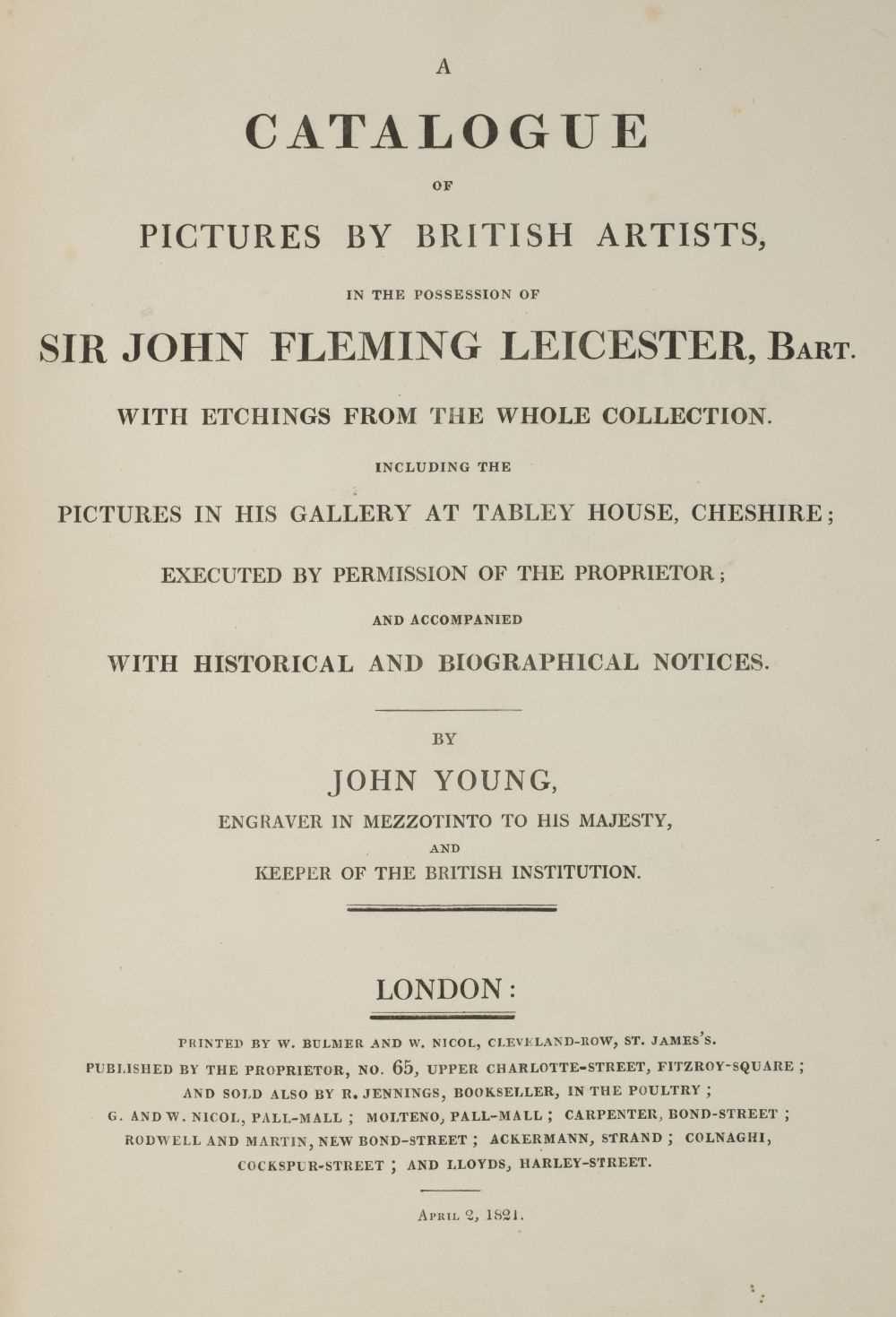 Lot 329 - Young (John). A Catalogue of Pictures by British Artists, 1821