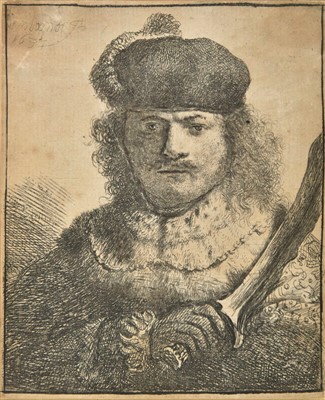 Lot 315 - Rembrandt (Harmensz van Rijn, 1606-1669). Self-Portrait with Raised Sabre