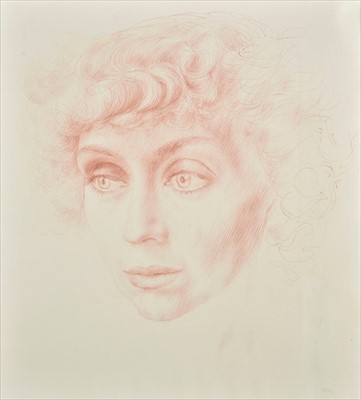 Lot 487 - John (Augustus, manner of). Portrait of a Young Woman, red chalk