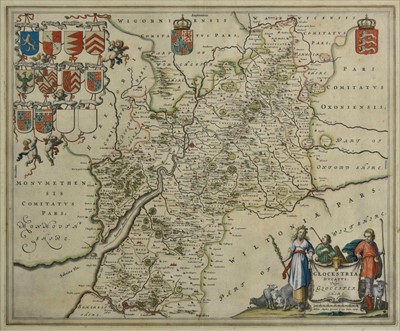 Lot 97 - Gloucestershire. Blaeu (Johannes), Glocestria ducatus vulgo Glocester, circa 1646
