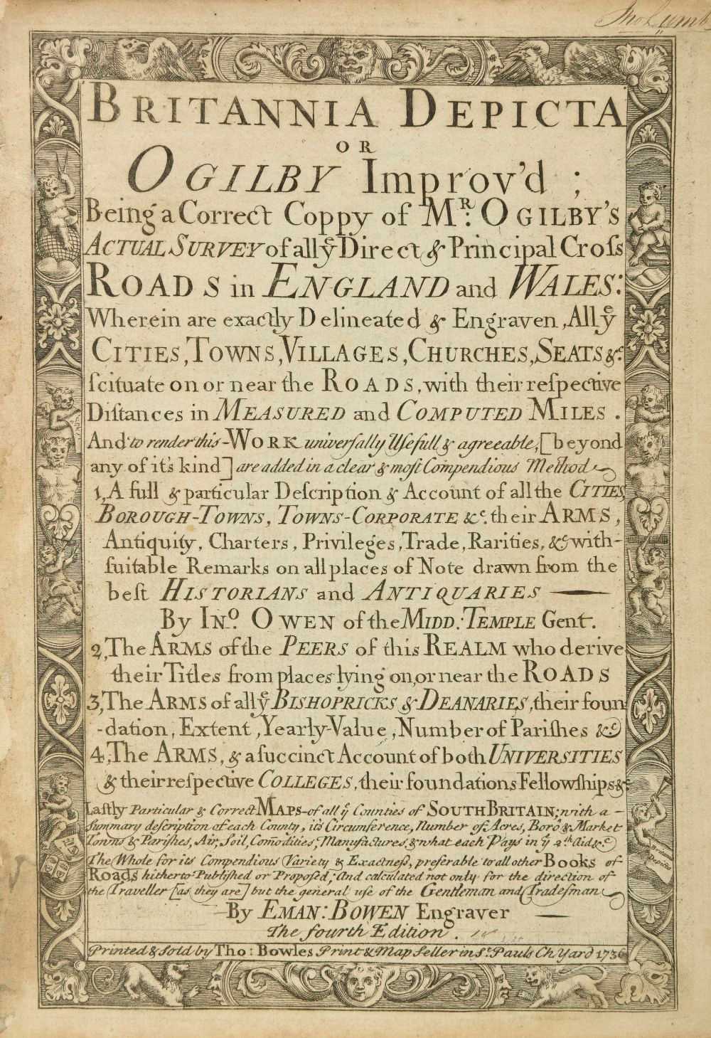 Lot 34 - Bowen (Emanuel & Owen John). Britannia Depicta or Ogilby Improv'd..., 1736