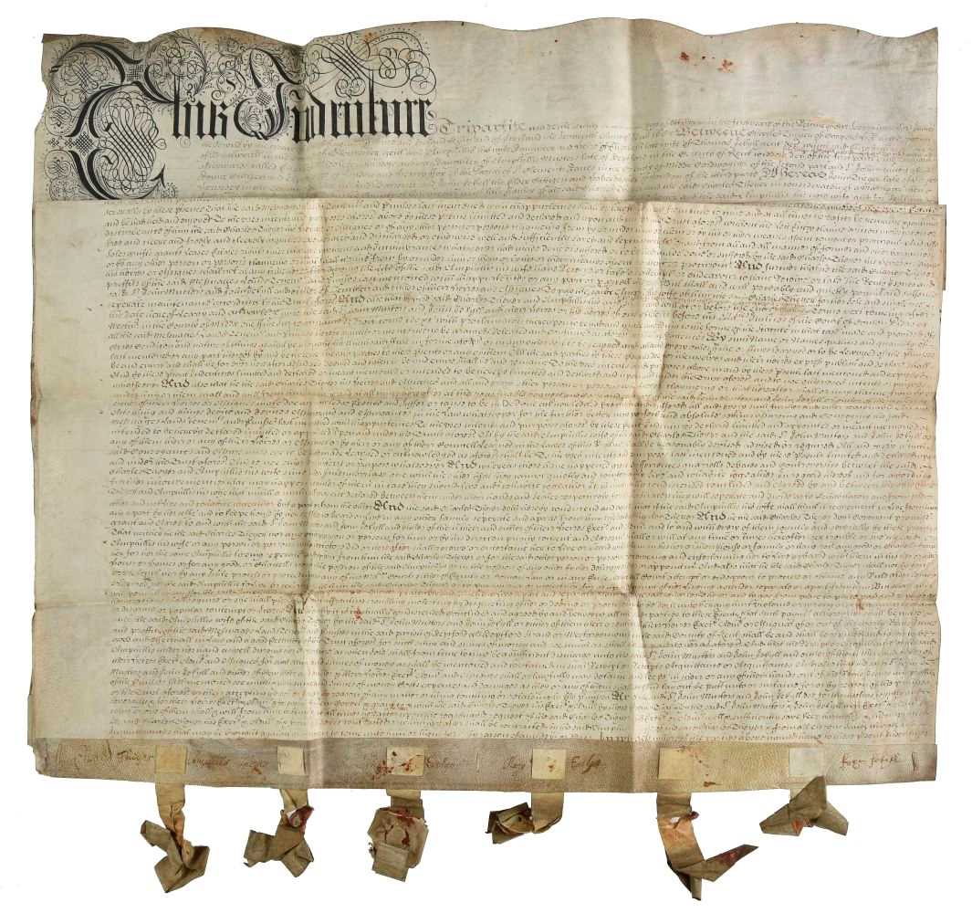 Lot 204 - Evelyn (John & Mary). Indenture tripartite signed, 2 October 1685