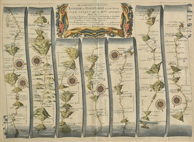 Lot 128 - Ogilby (John). Two strip road maps. 1676 or later