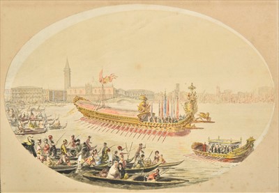 Lot 358 - Comirato (Marco, 1800-1869). Gondolas on lagoon, Venice