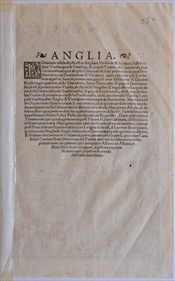 Lot 86 - England & Wales. Munster (Sebastian), Angliae Descriptio, circa 1572