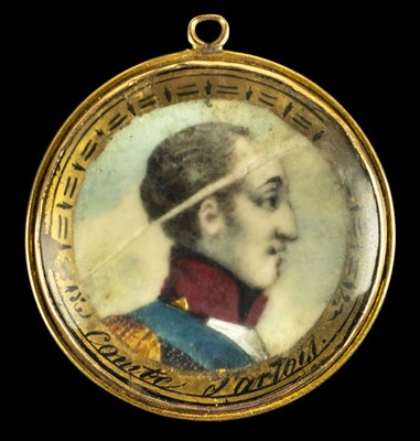 Lot 611 - Hair Jewellery - Charles X (1757-1836, King of France). A small circular pendant, c.1800