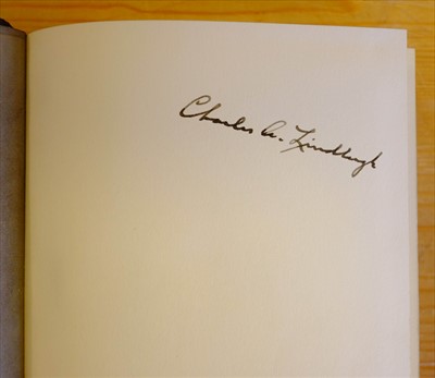 Lot 383 - Lindbergh (Charles A.). Spirit of St. Louis, 1st edition in Swedish, 1954, signed by Lindbergh