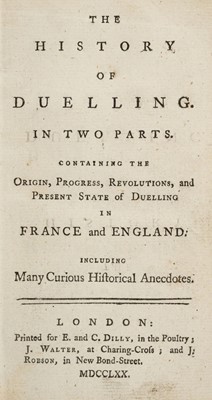 Lot 216 - Coustard de Massi (Anne Pierre). The History of Duelling, 1770, & others