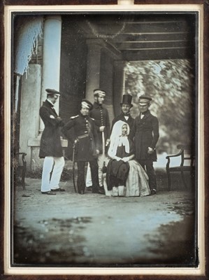Lot 147 - 3/4-plate daguerreotype of a military group, Calcutta, 1847