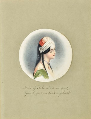 Lot 285 - Byron. Watercolour of the Maid of Athens, mid-late 19th century