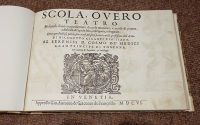Lot 446 - Giganti (Nicoletto). Scola, Overo Teatro, Nelquale sono rappresentate diverse maniere, Venice, 1606
