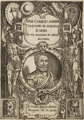 Lot 445 - Agrippa (Camillo). Trattato di scienza d' arme : et vn dialogo in detta materia., Venice, 1568