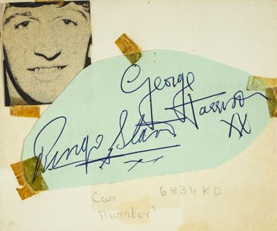 Lot 637 - The Beatles. Autographs of George Harrison & Ringo Starr, c.1963