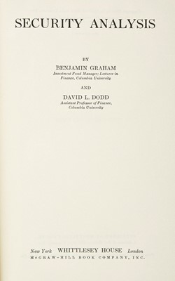 Lot 394 - Graham (Benjamin & Dodd, David L.). Security Analysis, 1st edition, second printing