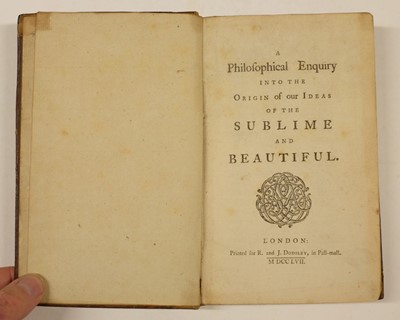 Lot 495 - Burke (Edmund). A Philosophical Enquiry into the Sublime and Beautiful, 1st edition, 1757