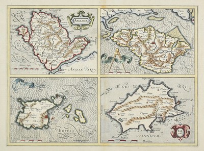 Lot 7 - British Islands. Mercator (Gerard & Hondius J.). Anglesey, Garnesay, Wight...,  & Jarsay, 1636